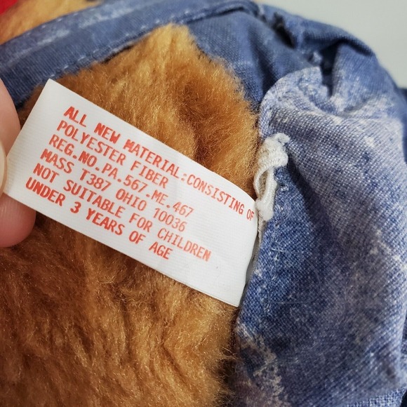 Train Conductor Teddy Bear Plush Vintage 90s Overalls Brown 12" Soft Toy - Picture 7 of 8